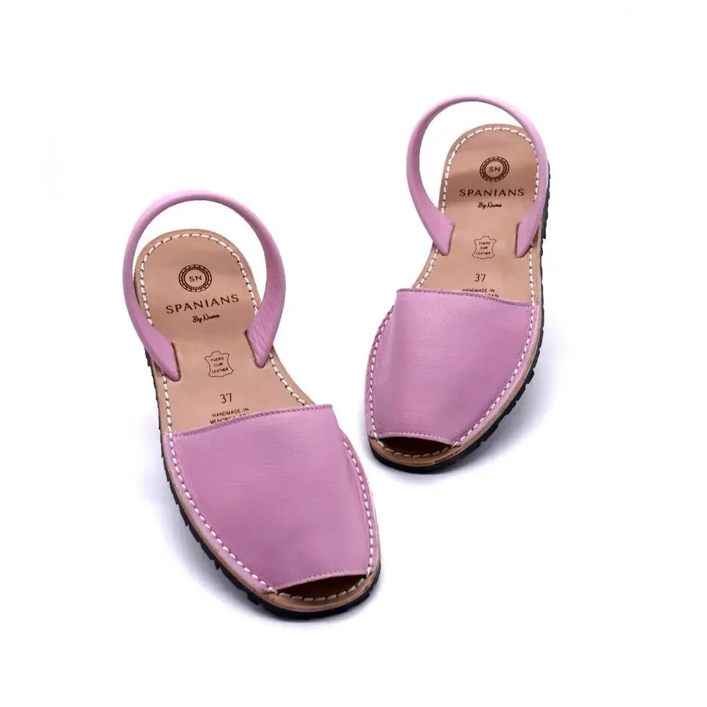 Leather Flat Sandals Baby Pink | Handmade in Spain | Lightweight Sole